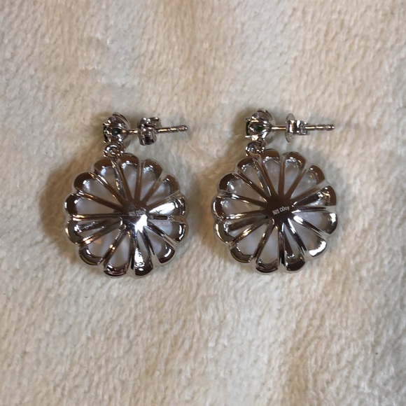 Stunning Mother of Pearl, Sleeping Beauty Turquoise, Chrome Diopside Earrings - Picture 3 of 4